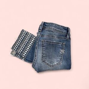 Miss Me Blue Jeans with Embroidered Cuffs